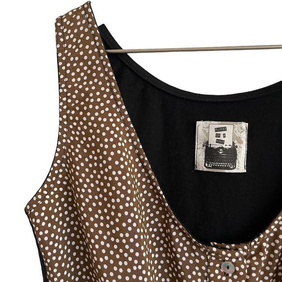 Furst of a Kind Button Down Polka Dot Tie Up Crop Top, Size L - Picture 2 of 4